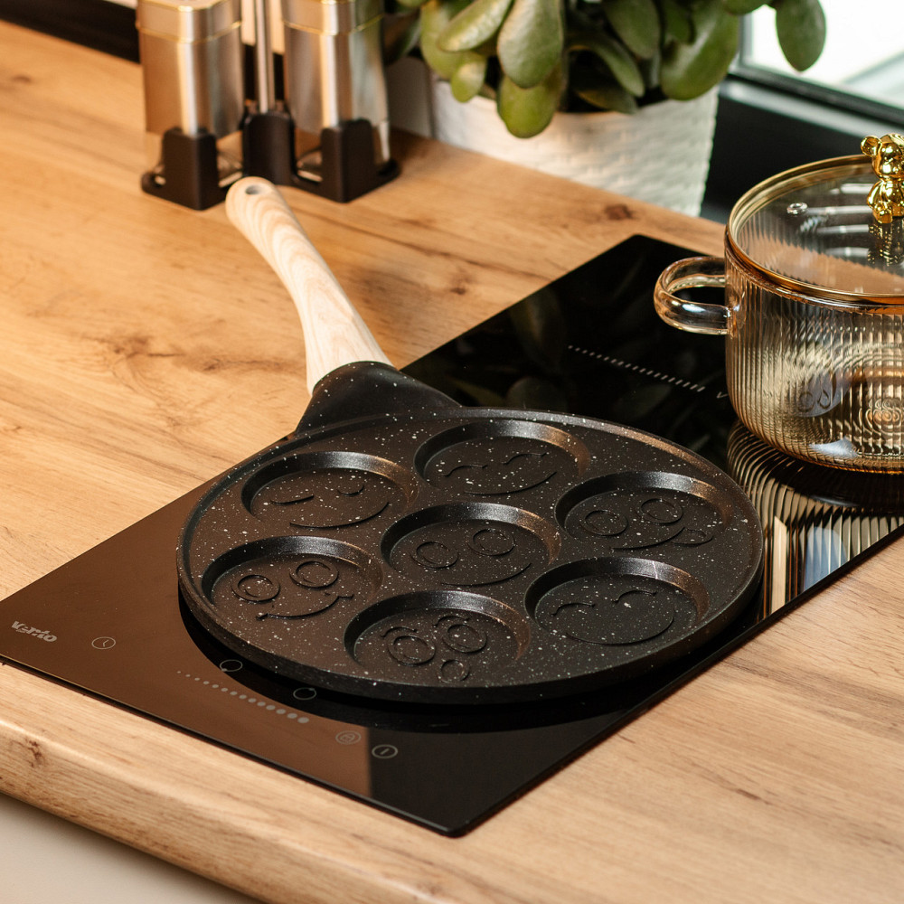 Сковорода смайл Ø 26.5 (см) на 7 секцій для панкейків чорна HP39584B Київ - фото 5