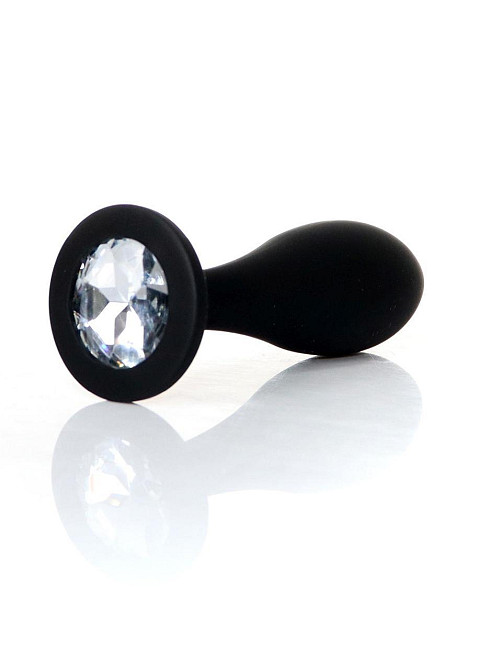 Анальна пробка - Jewellery Silicone Black Plug M Clear Sex Aura Київ - фото 1