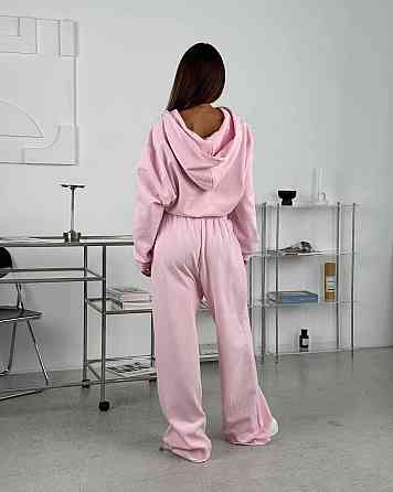 Женский стильный повседневный костюм двойка трехнить петля Розовый, 42/44 Одесса
