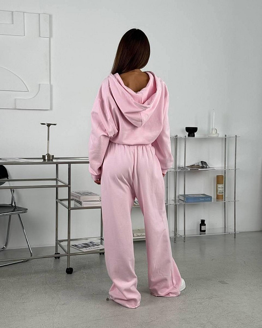 Жіночий стильний повсякденний костюм двойка тринитка петля Рожевий, 42/44 Одеса - фото 2