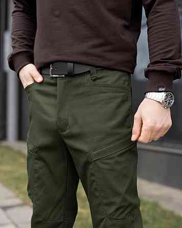 Мужские базовые котоновые брюки карго демисезонные хаки Pobedov Skystone Киев