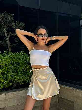 Женский летний костюм двойка: юбка на запах и топ вискоза + атлас Одесса