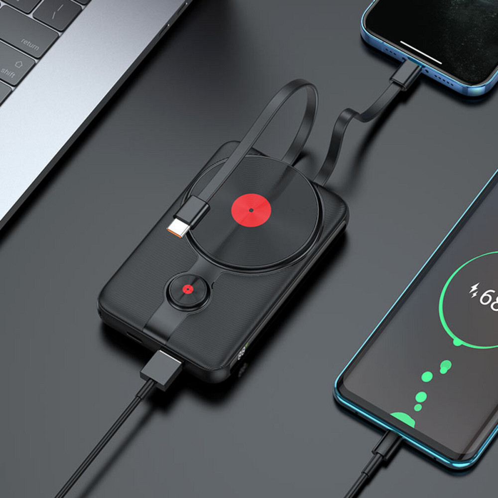 Зовнішній акумулятор HOCO J92 Path 22.5W fully compatible magnetic cable power bank(10000mAh) Black Киев - изображение 4