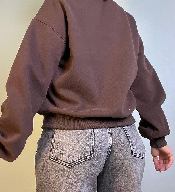 Свитшот женский A-N 25057 с рисунком мишкой впереди оверсайз средней длины комфорт one size, шоколад, one size Киев - изображение 8