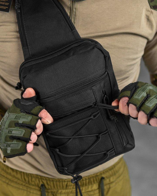 Сумка-слінг тактична з однією лямкою SILVER KNIGHT black ВТ6747 Одеса - фото 5