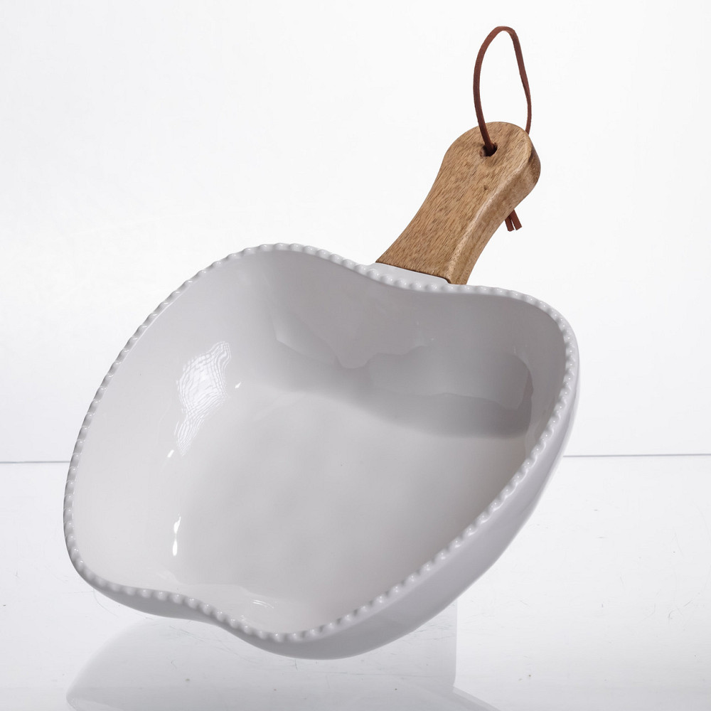 Yiwu Тарілка порцелянова глибока з ручкою Яблуко 25×20×5 (см) Білий ZJH-15-6 Коломия - фото 1