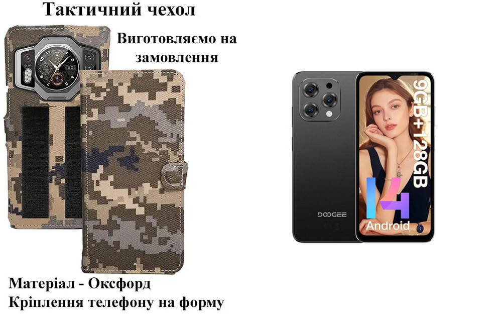 Тактичний чохол для Cubot P90, кріпиться до спорядження на липучці Київ - фото 1