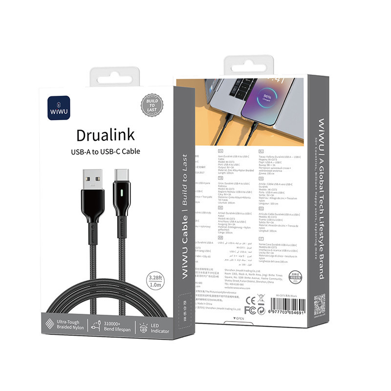 Кабель WIWU 27W Duralink Series Nylon Braided Cable Wi-C073 A-C 1M Одеса - фото 2
