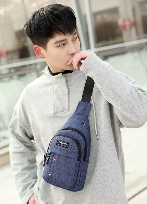 Сумка тактическая через плечо синяя - размер сумки 33*17*6см, 2 кармана. Мужская сумка, женская сумка, Унисекс Киев - изображение 5