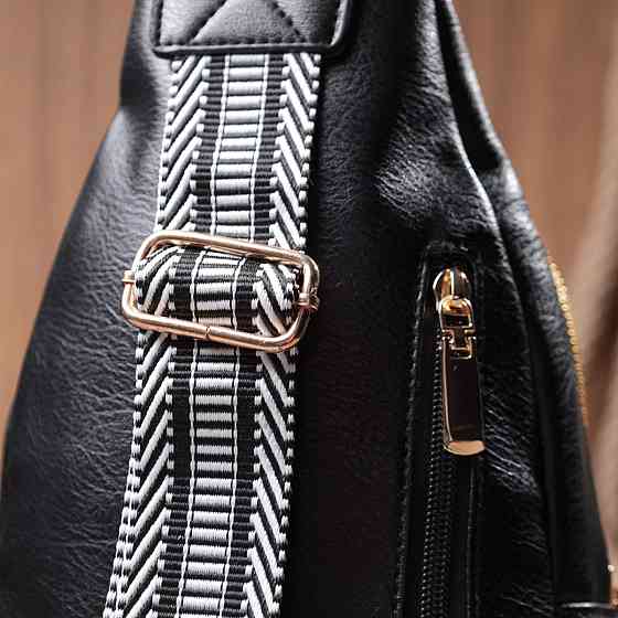 Практична слінг сумка для жінок з екошкіри Vintage 22748 Чорний Київ