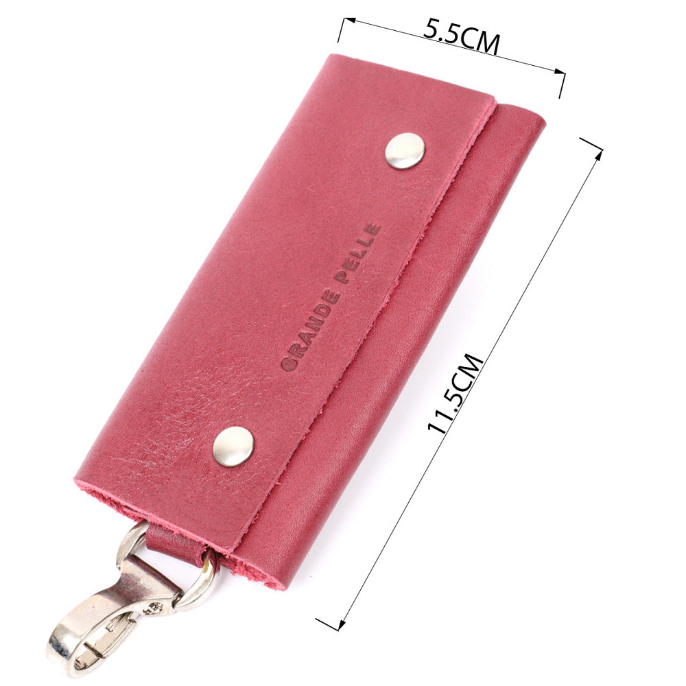 Жіноча шкіряна ключниця на кнопках Бордовий (GRANDE PELLE) Київ - фото 7