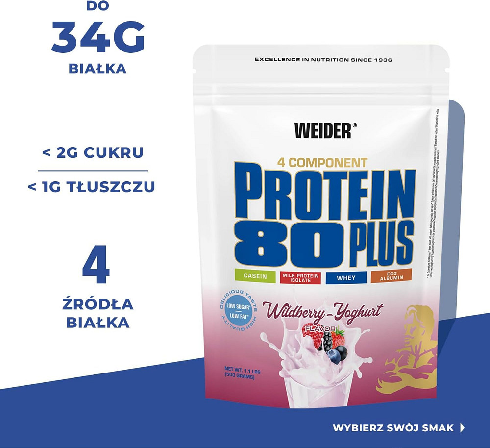 Протеин Weider Protein 80 Plus 500 g (Wild berry-Yogurt) Луцк - изображение 2