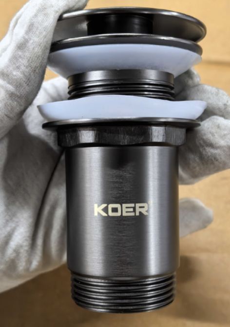 Донний клапан для раковини Koer PW-08-07 1 1/4" без переливу автоматичний CLICK-CLACK (Колір графіт) (KR6484) ( 15530 ) Харків - фото 10