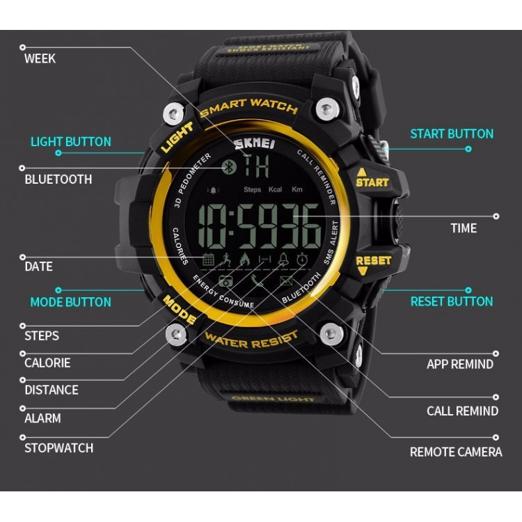 Спортивные часы с Bluetooth Skmei 1227 blue Винница - изображение 9