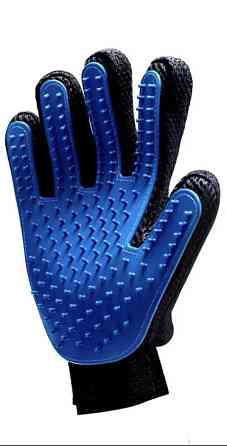 Перчатка расческа для животных, расческа для грумингу, голубая, на правую руку - размер 22*15см Киев