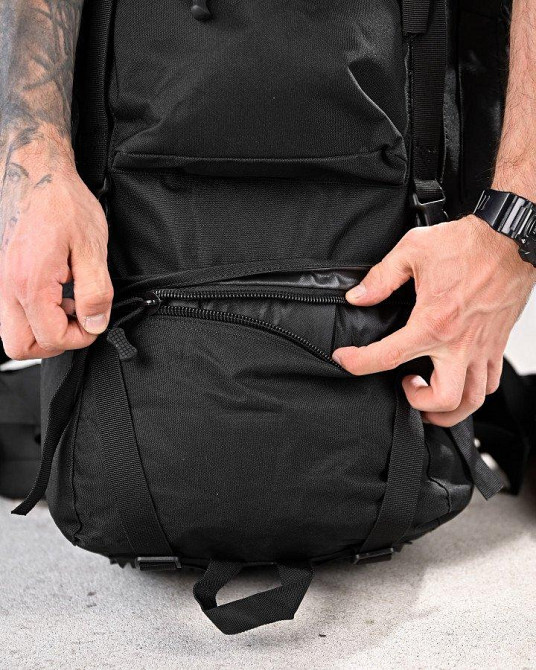 Тактический рюкзак с металлическим каркасом на 100 литров. Каркасный рюкзак. черный РП7469 Одесса - изображение 10