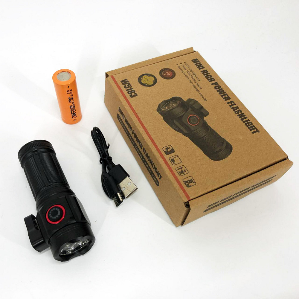 Мощный ручной фонарь повербанк W5183-4XHP360, Армейские тактические фонари, Пылезащищенный фонарь PS-53 Львов - изображение 5