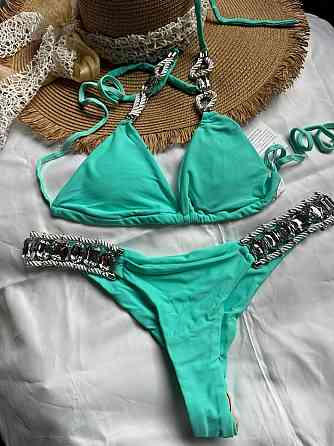 Белый раздельный купальник с камнями Бирюзовый S Харьков