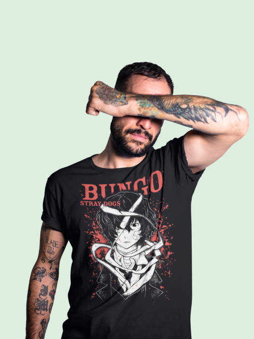 Футболка для хлопчика з аніме принтом Бунгоу Страй Догс Дазаі оверсайз (зріст від 165 до 180) Чорний AnimeJ0709m Дніпро - фото 4