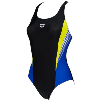 Купальник Arena Threefold V Back One Piece R 006483-780 Чорний/Жовтий/Блакитний 36 (3468336961094) Винница - изображение 4