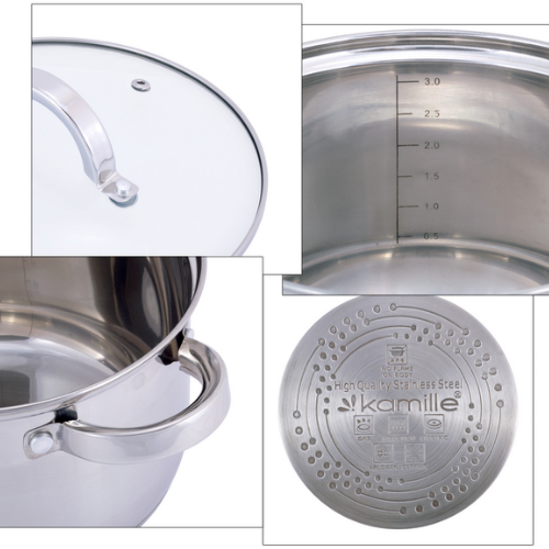 Каструля нержавіюча сталь 1л з кришкою порожнисті ручки 5614S АМА Житомир - фото 10