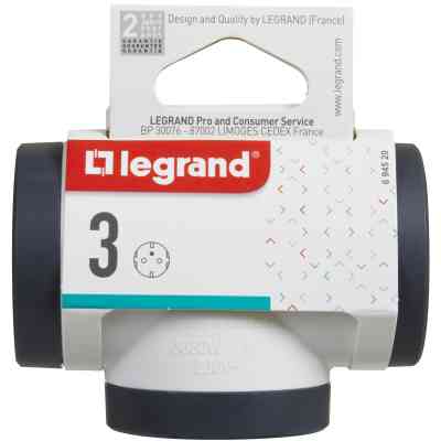Мережевий розгалужувач LEGRAND ПРЕМІУМ 3х2К+З бокові розетки, колір Білий/Чорний (694520) Вінниця