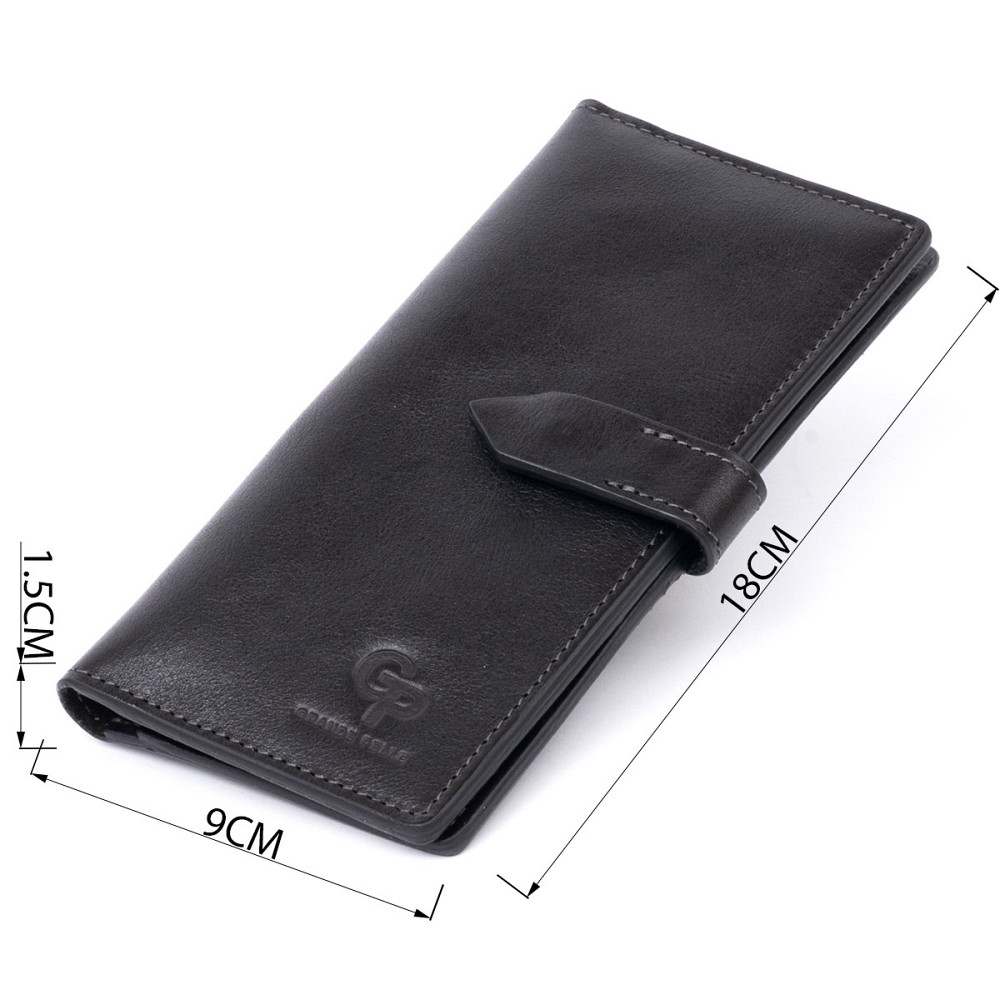 Вертикальный бумажник глянцевый Anet на кнопке GRANDE PELLE 11324 Черный Киев - изображение 9