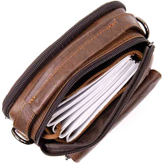 Компактний месенджер на два відділення чоловічий Vintage 20396 Коричневий Київ