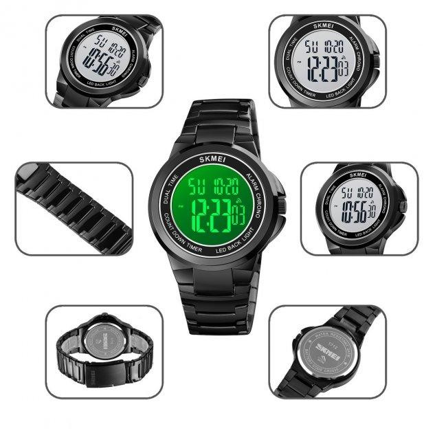 Чоловічий наручний годинник Skmei 1712 Чорний з білим циферблатом Вінниця - фото 10