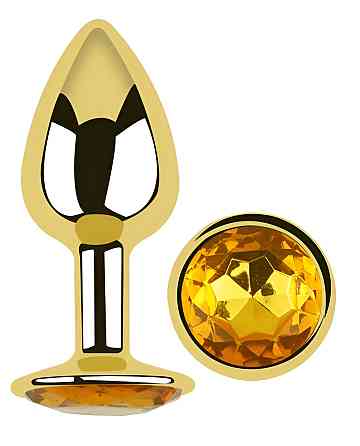 Анальная пробка с кристаллом EGZO - Gold Round Plug Yellow size S Sex Aura Киев