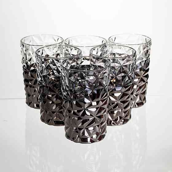 Набір склянок 6 штук 350 мл для лимонадів соку води коктейлів склянки скляні для напоїв Сірий HP-19-183 Коломыя