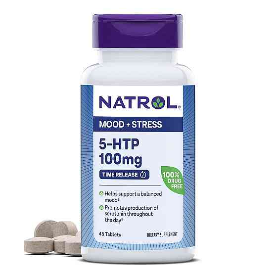 5-HTP 5-гидрокситриптофан, Natrol, замедленного высвобождения, 100 мг, 45 таблеток Луцьк