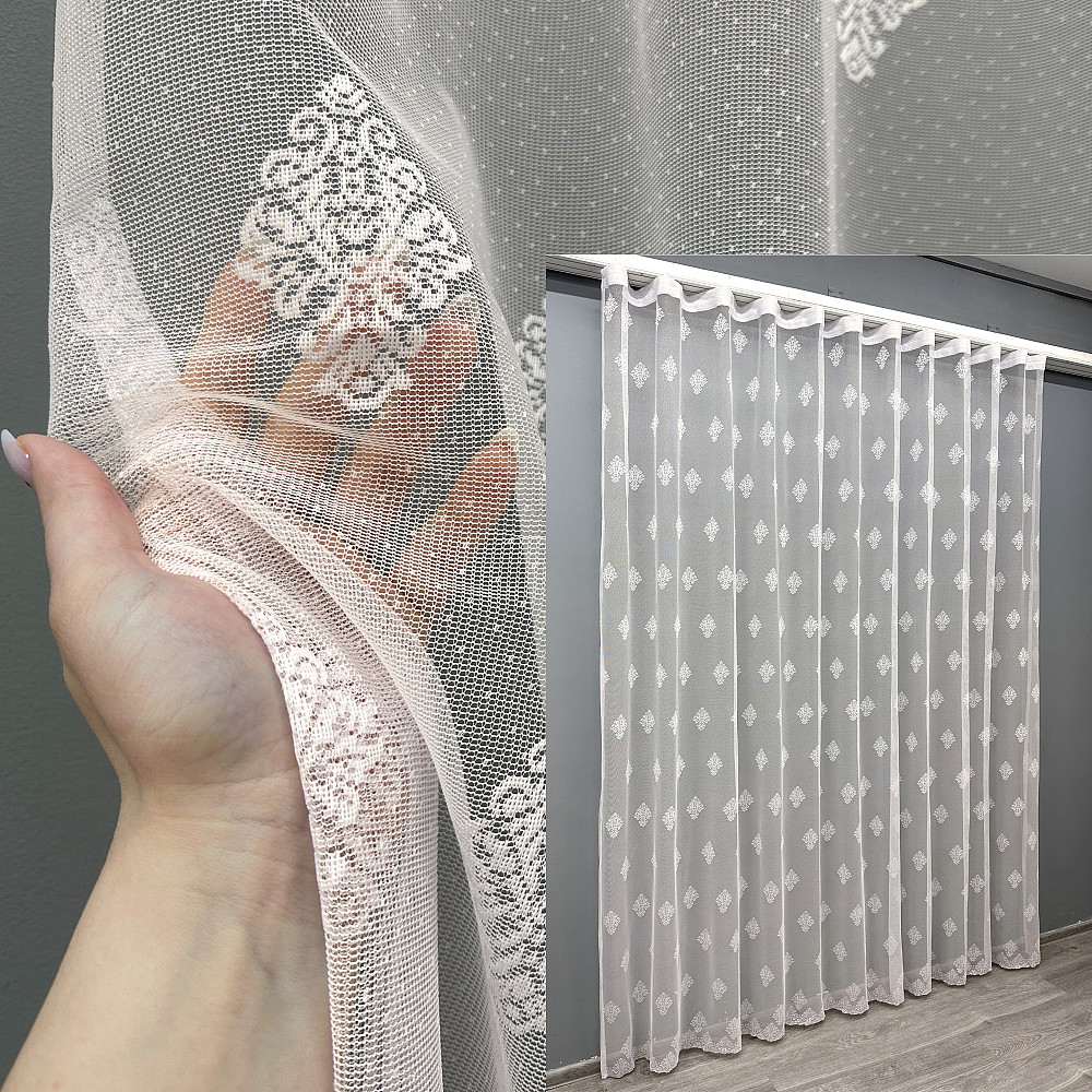 Тюль жаккард цвет молочный 1846т Киев - изображение 1