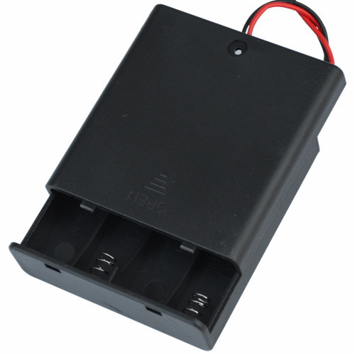 Корпус для чотирьох батарейок типу ААA з кришкою і перемикачем ON-OFF, 62x48х16мм, з проводками 14 с Полтава - фото 1