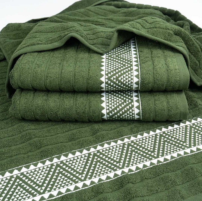 Махровий рушник для обличчя та рук Зіпп GM Textile 50х90см 500г/м2 (Хакі) Суми - фото 4