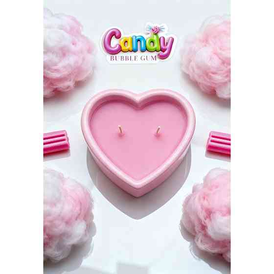 Масажна свічка з ароматом жуйки Candy Bubble Gum у формі серця, 70 мл Sex Aura Київ