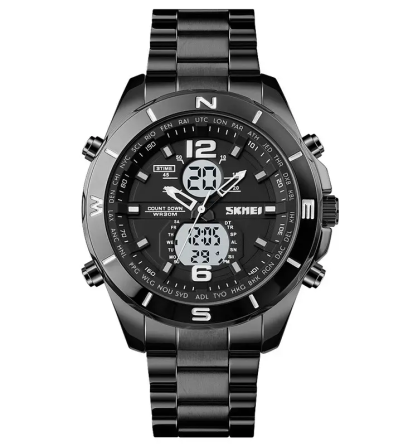 Чоловічий наручний годинник Skmei 1670 (Чорний з білим) Київ