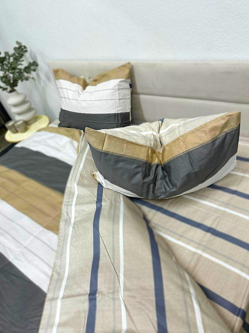 Ecotton Комплект постільної білизни Ecotton полуторний 150х215 см в полоску сірий (20004АВ) Коломия - фото 2