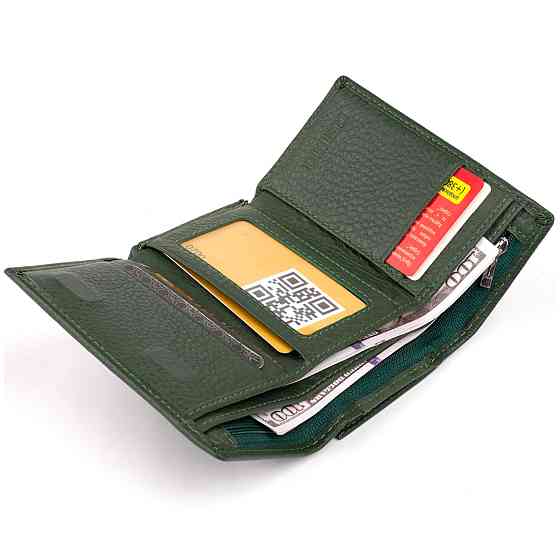 Горизонтальное портмоне из кожи унисекс на магните ST Leather 19332 Зеленое Киев