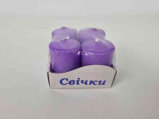 Цветная Цилиндр парафиновая свеча (40/60) ФИОЛЕТОВАЯ крашеная  внутри белая (4 шт) Харьков