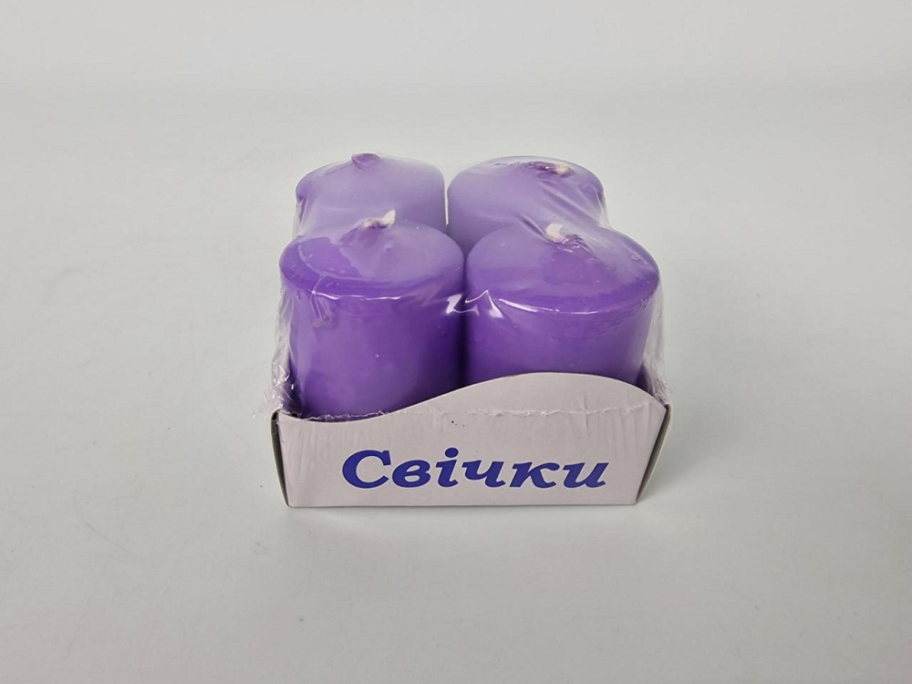 Цветная Цилиндр парафиновая свеча (40/60) ФИОЛЕТОВАЯ крашеная  внутри белая (4 шт) Харьков - изображение 2