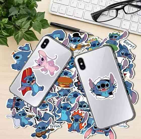 Набір наклейок (стікерів) Disney "Ліло і Стіч" (50 шт.) стікербомбінг для телефону, ноутбука, планше Київ