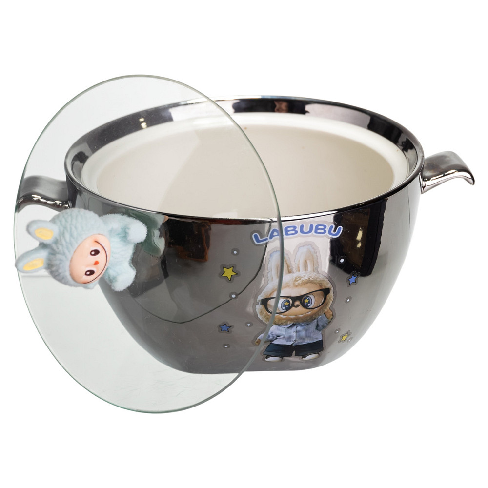 Yiwu Бульйонниця порцелянова Labubu з кришкою і ручками 800 (мл) Ø15 (см) Сріблястий з блакитни Коломия - фото 3