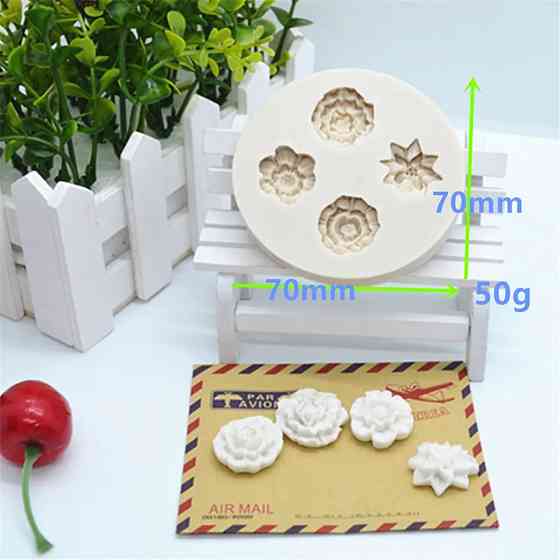 Молд силиконовый Цветочки 70 мм серый Киев