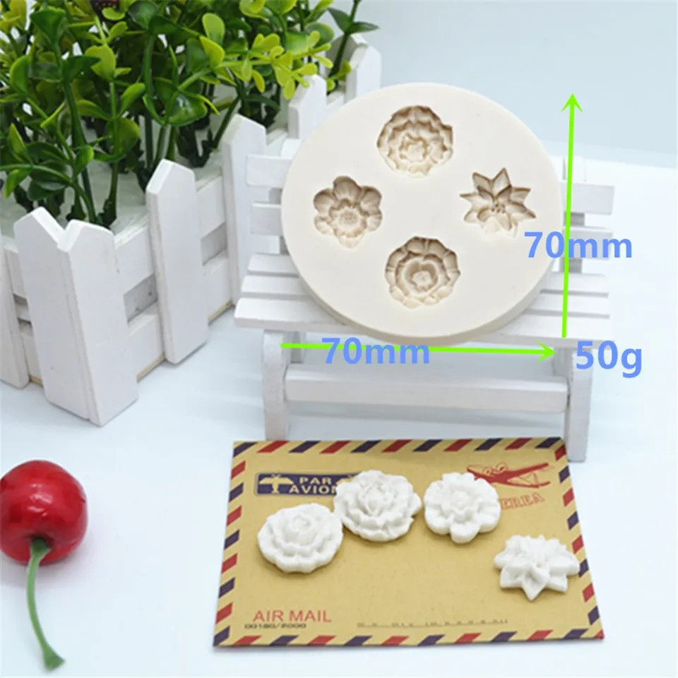 Молд силиконовый Цветочки 70 мм серый Киев - изображение 2