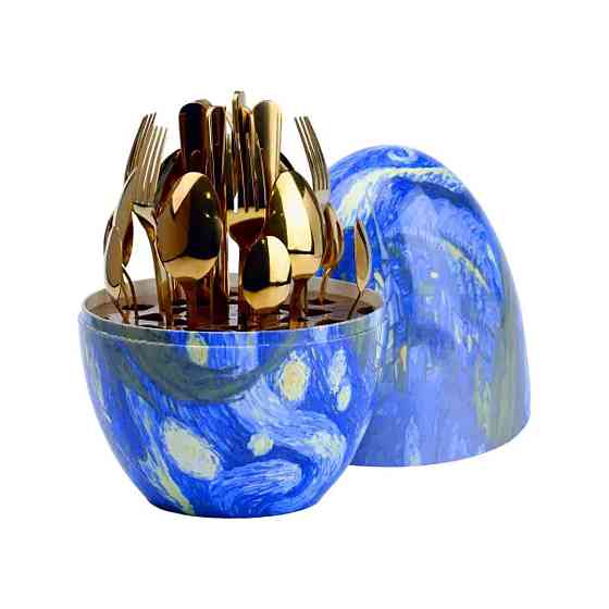 TS Kitchen Набір столових приладів на 6 персон із нержавіючої сталі 24 штуки з підставкою Яйце Киев