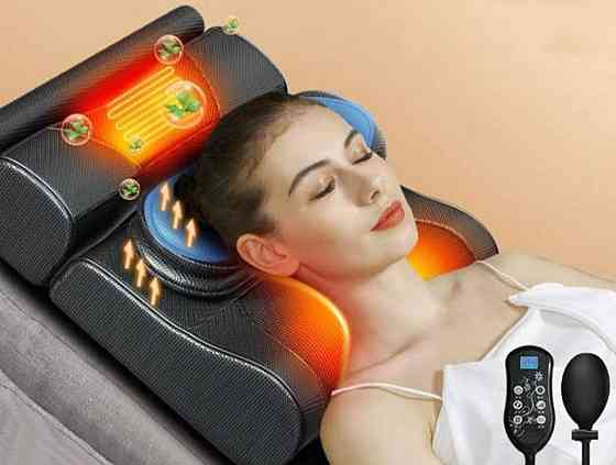 Подушка массажная роликовая Faercon F1-40 для шеи с подогревом и помпой (Черный) Винница