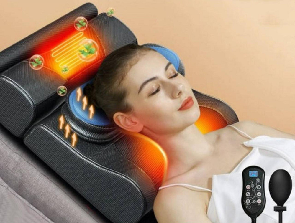 Подушка массажная роликовая Faercon F1-40 для шеи с подогревом и помпой (Черный) Винница - изображение 6