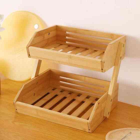 Кухонная этажерка,бамбуковая для фруктов и овощей,95 х 105 х 27 мм двухъярусная деревянная настольная полка Каменец-Подольский