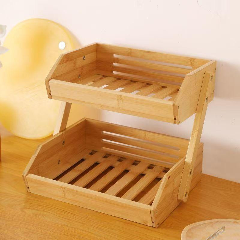 Кухонная этажерка,бамбуковая для фруктов и овощей,95 х 105 х 27 мм двухъярусная деревянная настольная полка Каменец-Подольский - изображение 1